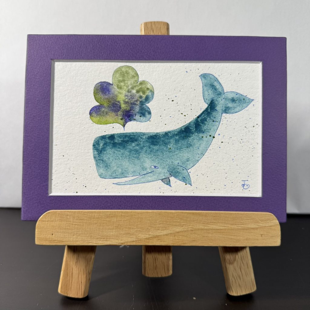 Cyan Whale Dreaming Painting