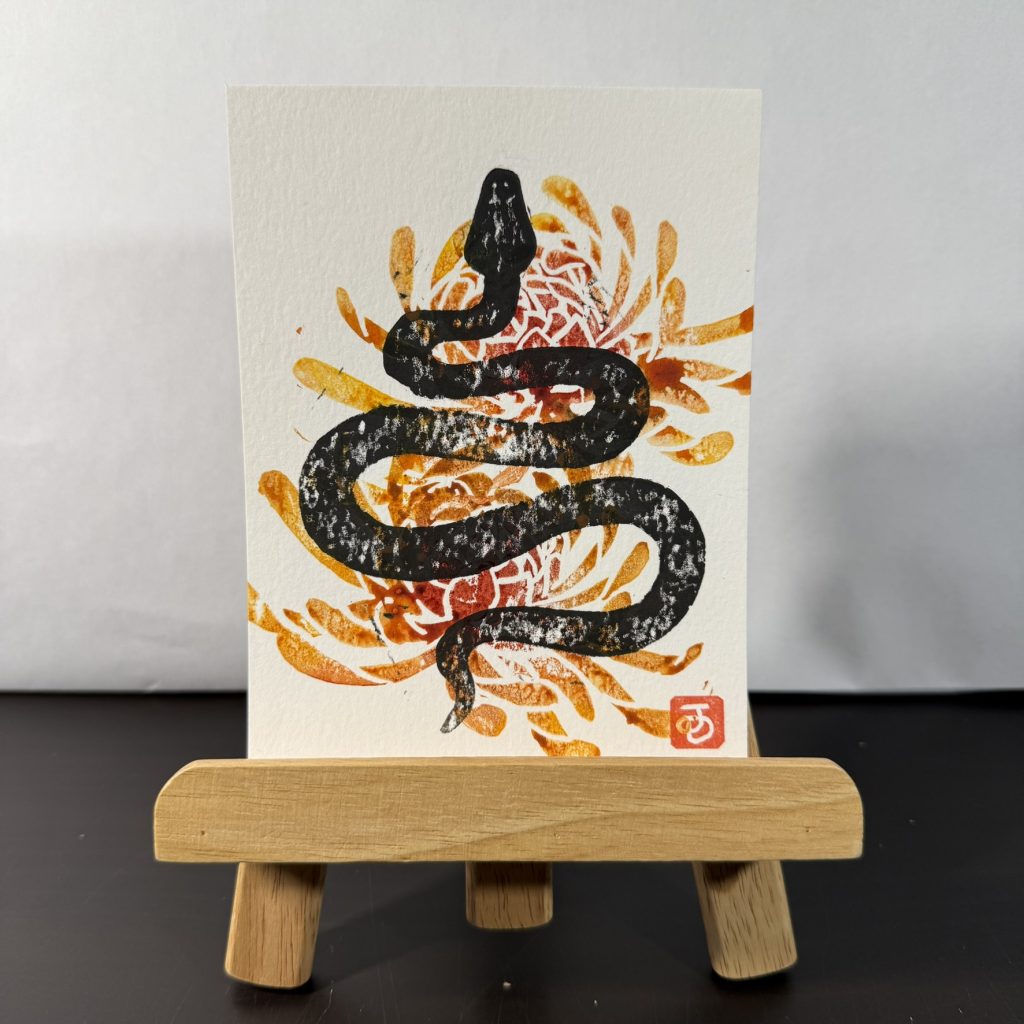 Chrysanthemum Zodiac Snake Cards